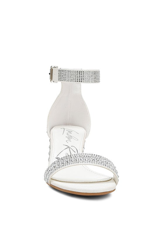 Rhinestone Embellished Block Sandals