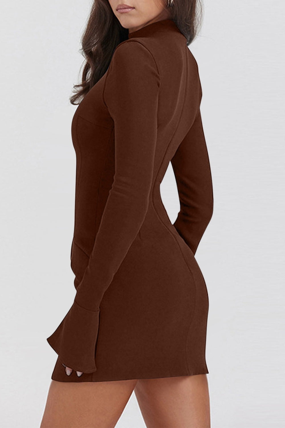 Ella Mock Neck Long Sleeve Mini Dress