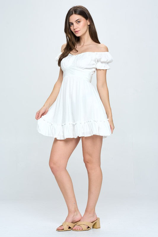 Off Shoulder Ruffle Mini Dress