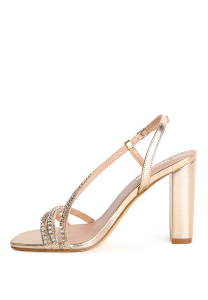 Embellished Block Heel Sandals – Elegant Crystal-Lined Party Heels