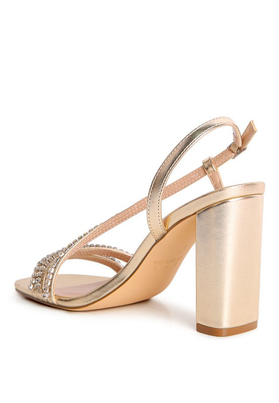 Embellished Block Heel Sandals – Elegant Crystal-Lined Party Heels