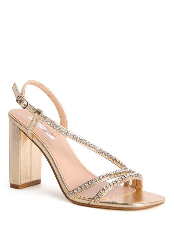 Embellished Block Heel Sandals – Elegant Crystal-Lined Party Heels