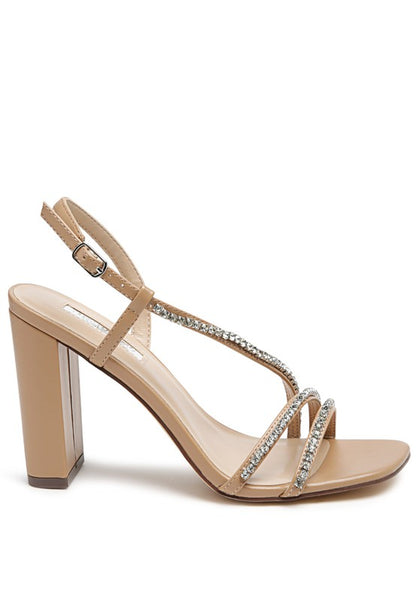 Embellished Block Heel Sandals – Elegant Crystal-Lined Party Heels