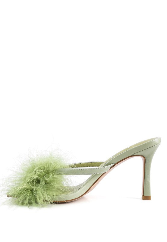 Feather Detail Slip-On Sandals – Dramatic & Glamorous Party Heels