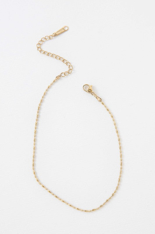 Mini Gold Bead Anklet – Minimalist Oval & Disk Bead Design