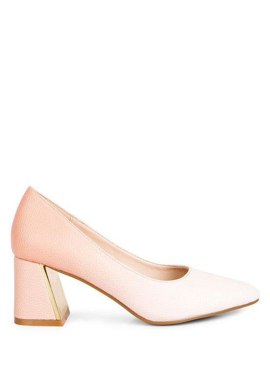 Harlow Metallic Accent Block Heel Pumps