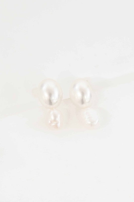 Double Pearl Earrings – Elegant Faux Pearl with Sterling Silver Post