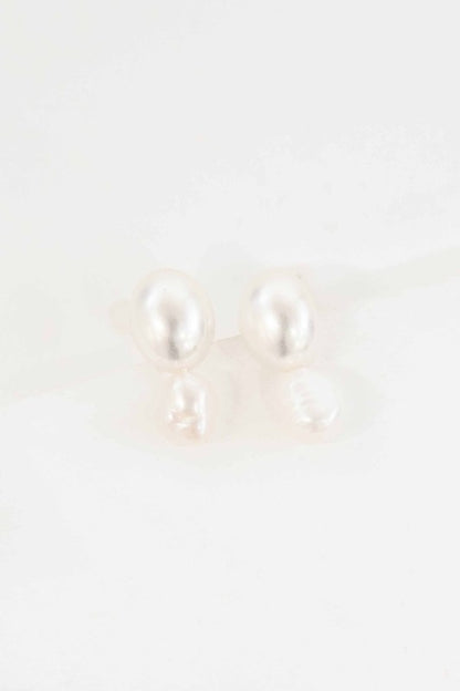 Double Pearl Earrings – Elegant Faux Pearl with Sterling Silver Post