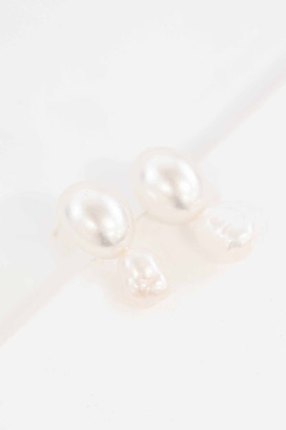 Double Pearl Earrings – Elegant Faux Pearl with Sterling Silver Post