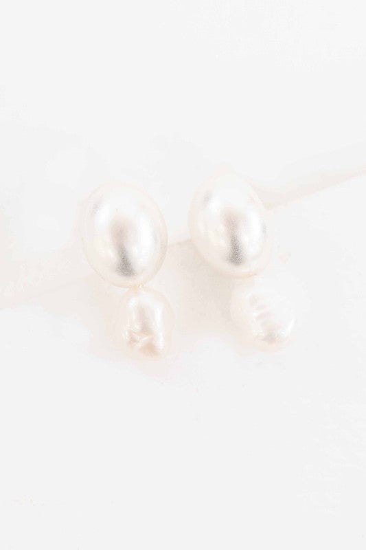 Double Pearl Earrings – Elegant Faux Pearl with Sterling Silver Post