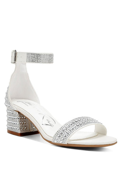 Rhinestone Embellished Block Sandals