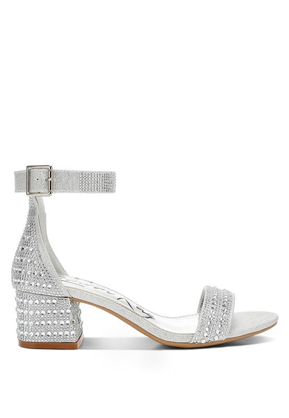 Rhinestone Embellished Block Sandals