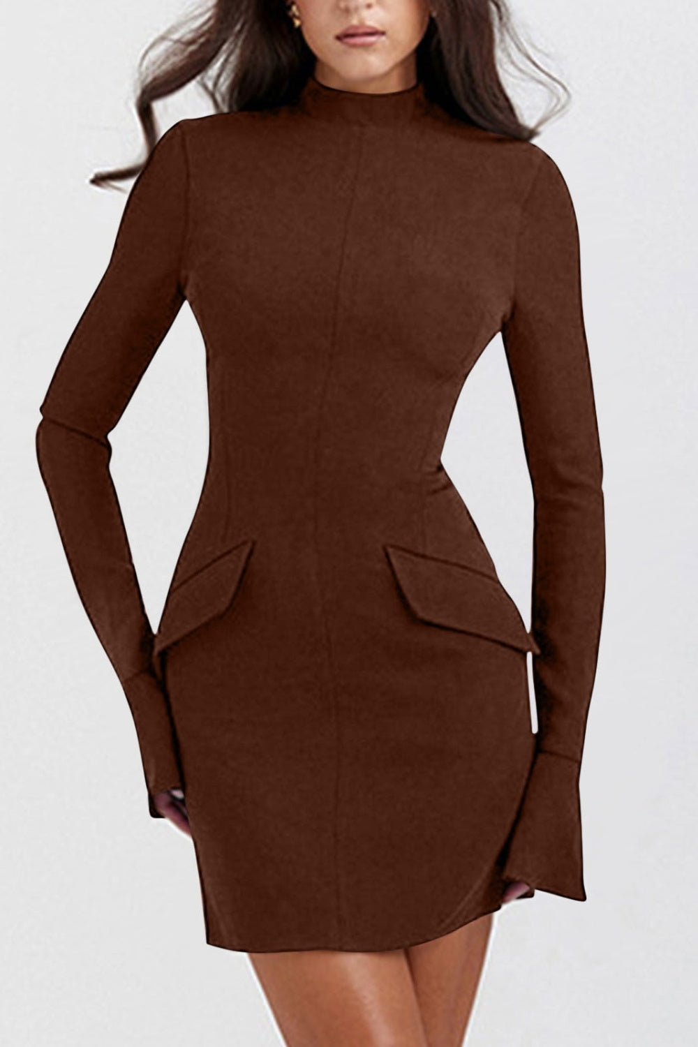 Ella Mock Neck Long Sleeve Mini Dress