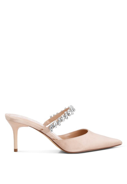 Dazzling Diamante Kitten Heel Mules