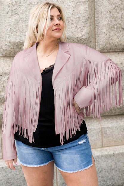 Chic Plus Size Fringe Open Front Jacket – Elevate Your Style Effortlessly!