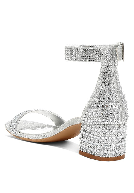 Rhinestone Embellished Block Sandals