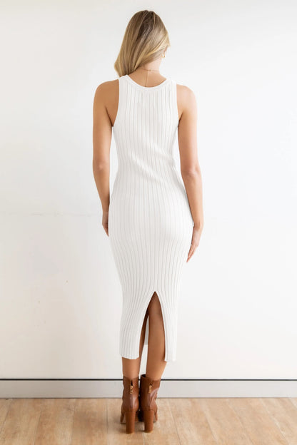 Selena Slit Ribbed Round Neck Sleeveless Dress