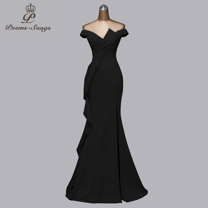 Elegant Off-The-Shoulder Evening Dress – Glamorous Formal Gown