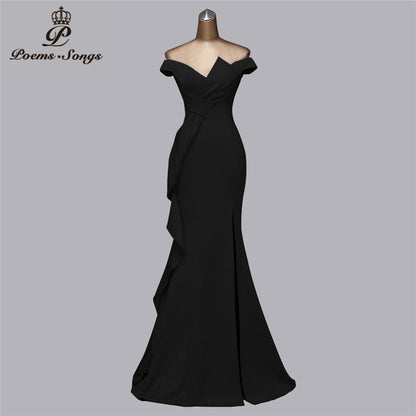 Elegant Off-The-Shoulder Evening Dress – Glamorous Formal Gown