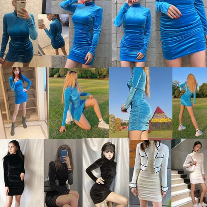 Bodycon Velvet Mini Dress – Long Sleeve Elegance for Every Occasion