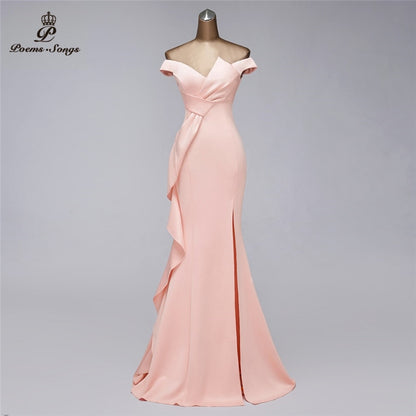 Elegant Off-The-Shoulder Evening Dress – Glamorous Formal Gown