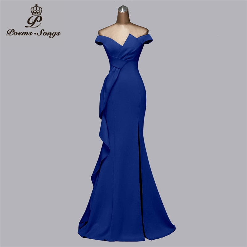 Elegant Off-The-Shoulder Evening Dress – Glamorous Formal Gown