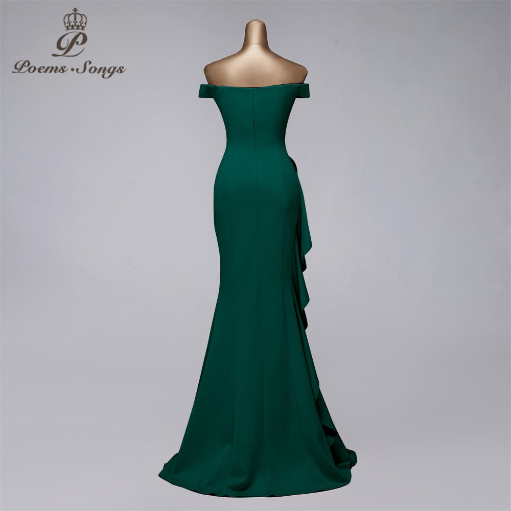 Elegant Off-The-Shoulder Evening Dress – Glamorous Formal Gown