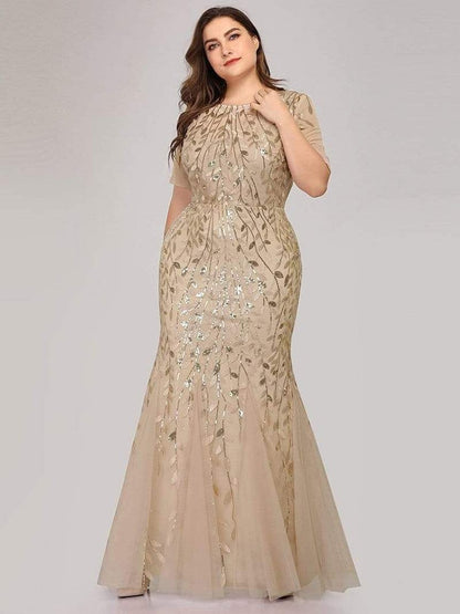 Plus Size Sequin Mesh Mermaid Evening Dress