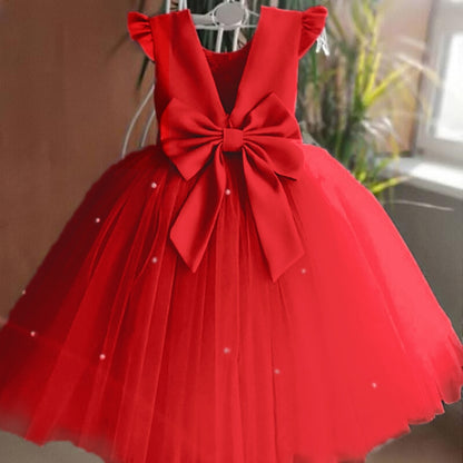 Backless Plus Bow Flower Girl Dress – Elegant Wedding & Special Occasion Gown