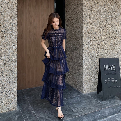 Elegant Navy Floor-Length Formal Gown