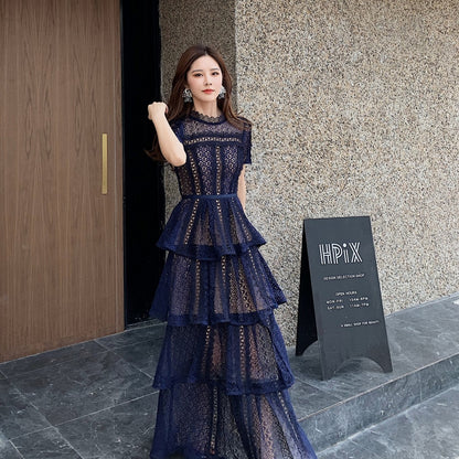 Elegant Navy Floor-Length Formal Gown