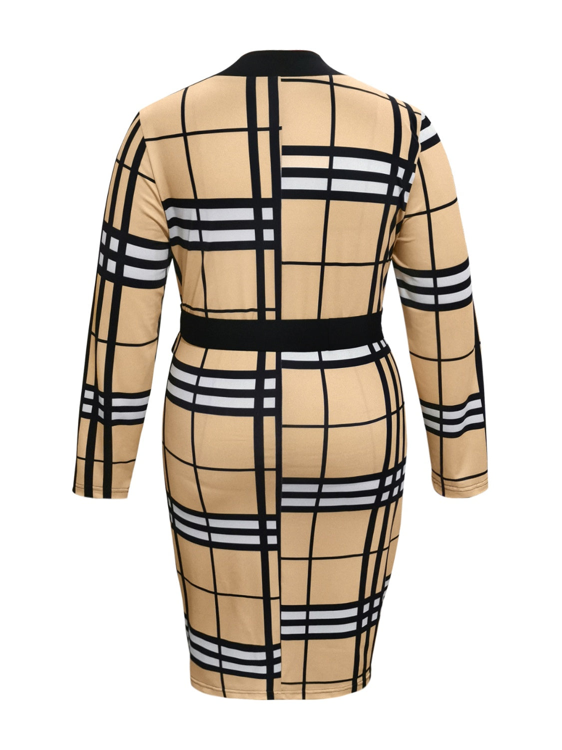 Chic Plus Size Plaid V-Neck Long Sleeve Wrap Dress | Flattering & Comfortable