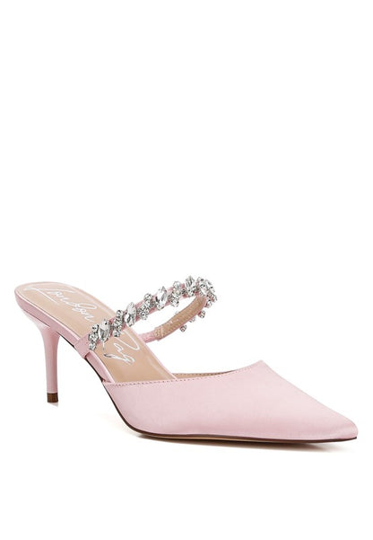 Dazzling Diamante Kitten Heel Mules