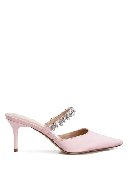 Dazzling Diamante Kitten Heel Mules