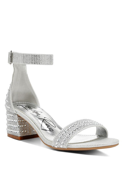 Rhinestone Embellished Block Sandals