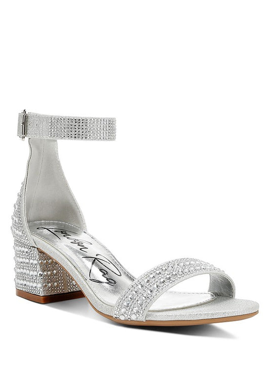 Rhinestone Embellished Block Sandals