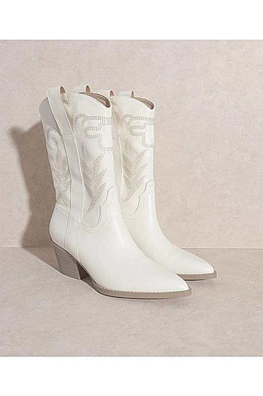 Intricately Stitched Western Booties