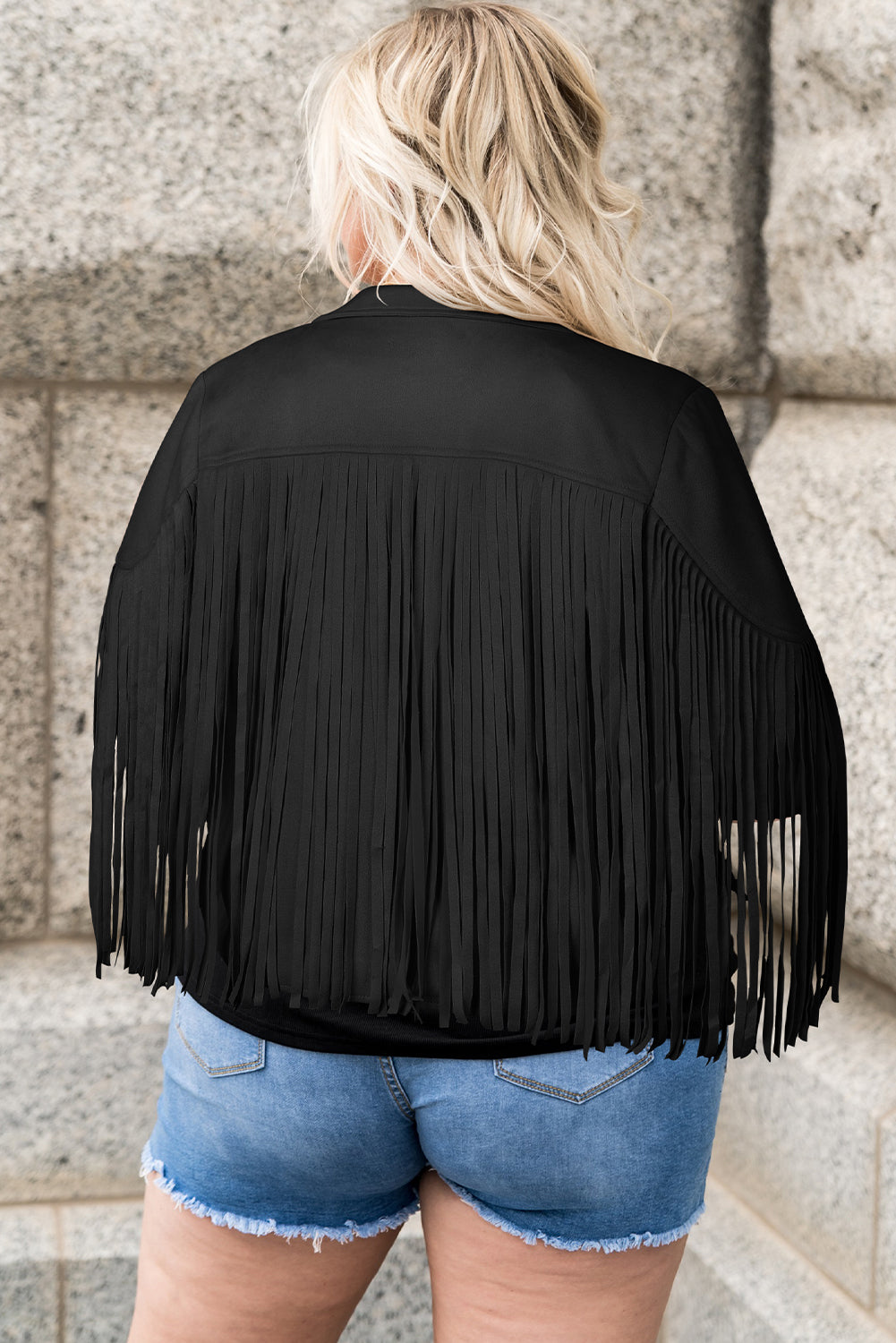 Chic Plus Size Fringe Open Front Jacket – Elevate Your Style Effortlessly!