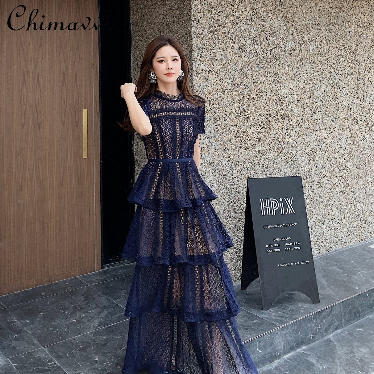 Elegant Navy Floor-Length Formal Gown