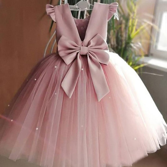 Backless Plus Bow Flower Girl Dress – Elegant Wedding & Special Occasion Gown