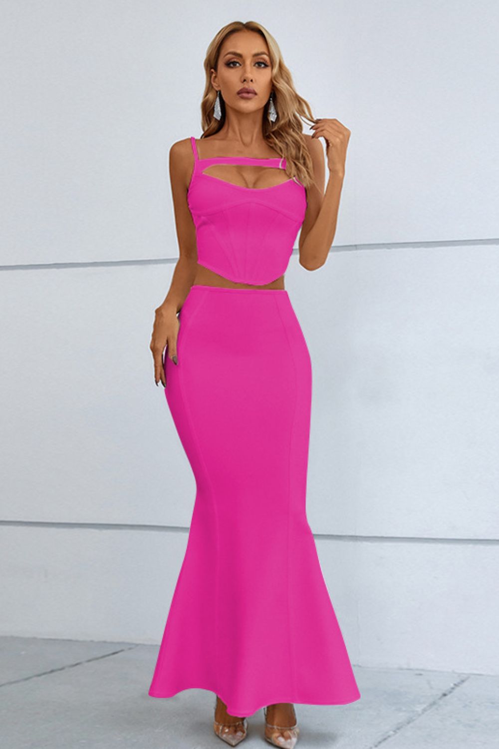 Cutout Seam Detail Cami and Fishtail Skirt Set – Chic & Classy Two-Piece Outfit