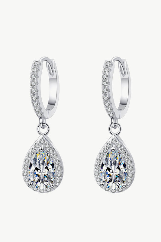 Moissanite Teardrop Earrings – 2 Carat Total with 925 Sterling Silver